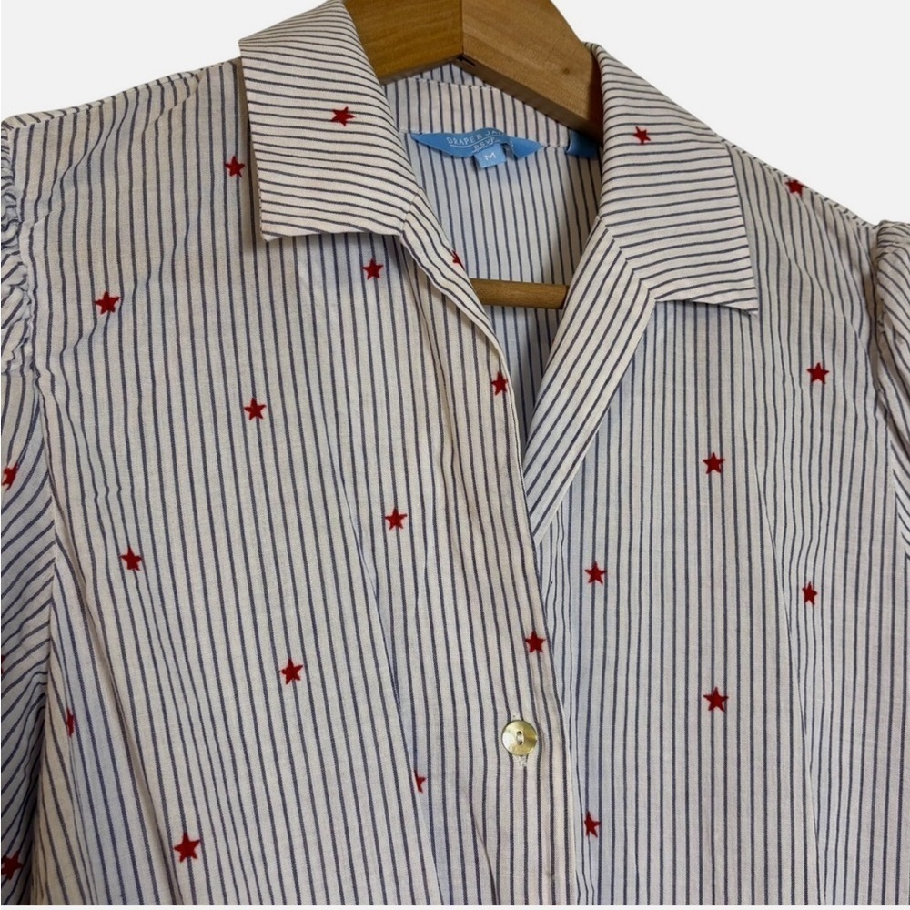 2 Draper James Body Suits Short Sleeve Collared Button Front Preppy Classic Med - Picture 8 of 11
